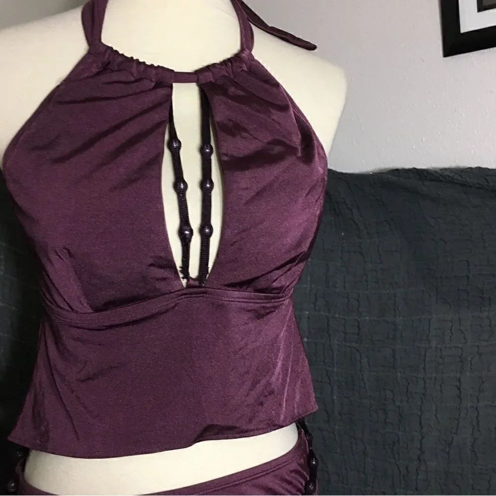 Perry Ellis Burgandy Tankini Size M/L - Picture 6 of 9